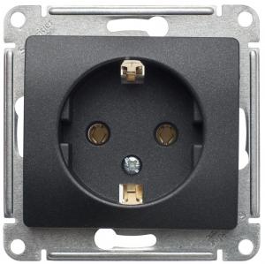 Розетка 1-м 16А С/У З/К Антрацит Glossa