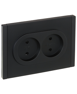 Розетка 2-м 10А С/У со шторками Черный Forte&Piano