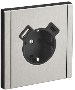 Розетка 1-м 16А С/У З/К со шторками+USB A+С 18Вт винтовое крепление Металл никель Forte&Piano
