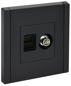 Розетка TV антенна + RJ45 кат.5E С/У Черный Forte&Piano