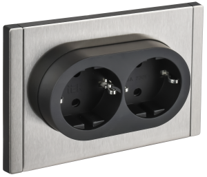 Розетка 2-м 16А С/У З/К со шторками Металл никель Forte&Piano
