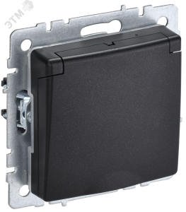 Розетка 1-м 16А С/У З/К со шторками с крышкой IP20 Черный Brite