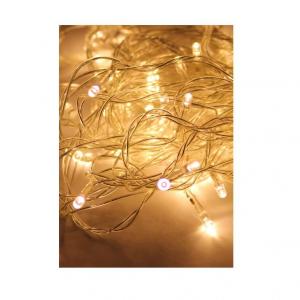 Гирлянда светодиодная 100LED бел. прозр. провод 10.8м 8 режимов мигания IP20 тепл. бел. Космос