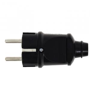 Вилка прямая с заземлением черная 16А 250В