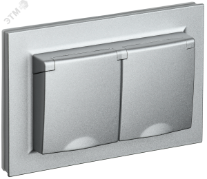 Розетка 2-м 16А С/У З/К cо шторками в сборе Алюминий Brite