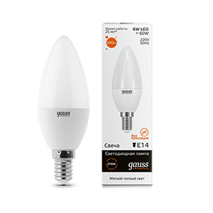 Лампа светодиодная Gauss Elementary свеча E14 6W 3000K 420Лм