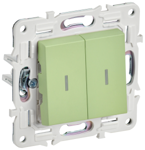 Переключатель 2-кл 10А C/У проходной с индикатором Мятный Skandy