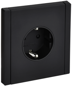 Розетка 1-м 16А С/У З/К со шторками Металл Черный Forte&Piano