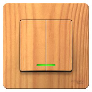 Выключатель 2-кл 10А С/У с индикатором Ясень Blanca