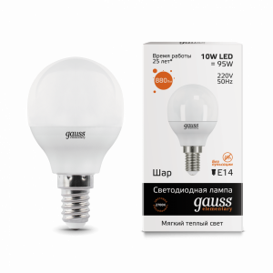 Лампа светодиодная Gauss Elementary Globe 10W E14 3000K шар