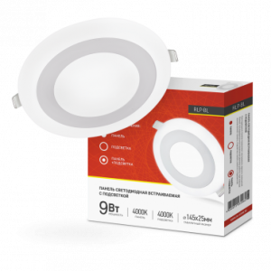 Панель светодиодная встраиваемая круглая RLP-BL 9Вт 230В 4000К 540Лм 145мм с подсветкой белая IP20 IN HOME          