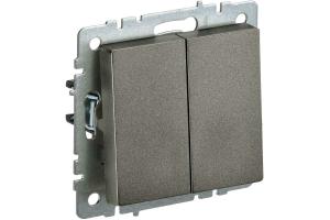 Переключатель 2-кл 10А C/У проходной Черный Brite