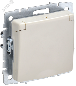 Розетка 1-м 16А С/У З/К со штор. с крышкой IP20 Бежевый Brite