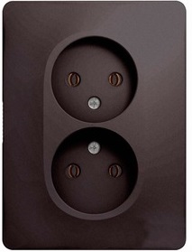 Розетка 2-м 16А С/У в сборе с рамкой Графит Glossa