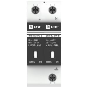 Ограничитель импульсных напряжений ОПВ-B/2P In 30кА 400В с сигн. EKF