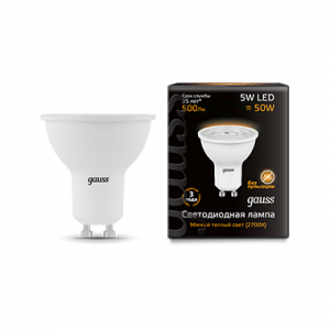 Лампа светодиодная Gauss GU10 5W 3000K