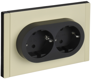 Розетка 2-м 16А С/У З/К со шторками Металл серый сланец Forte&Piano