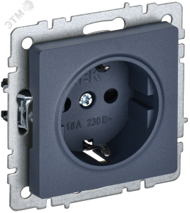 Розетка 1-м 16А С/У З/К со шторками Маренго Brite