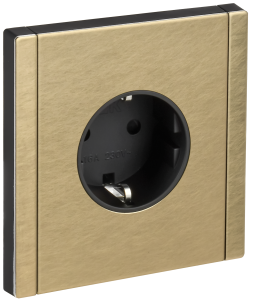 Розетка 1-м 16А С/У З/К со шторками винтовое крепление Металл Шампань Forte&Piano