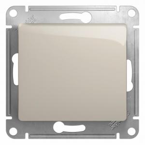 Выключатель 1-кл 10А С/У кнопочный Молочный Glossa