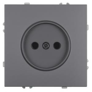 Розетка 1-м 16А С/У со шторками Платиново-серый Эмили