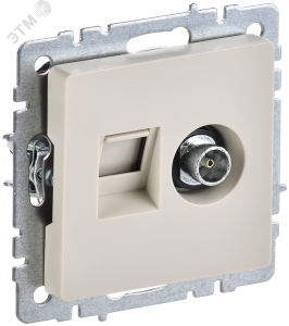 Розетка TV антенна + RJ45 кат.5E С/У Бежевый Brite