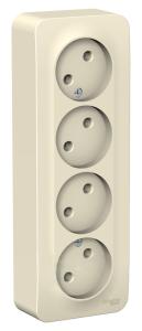 Розетка 4-м 16А О/У изолирующая пластина Молочный Blanca