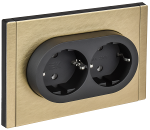 Розетка 2-м 16А С/У З/К Металл Шампань Forte&Piano