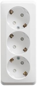 Розетка 3-м 16А О/У З/К со шторками Белый Etude