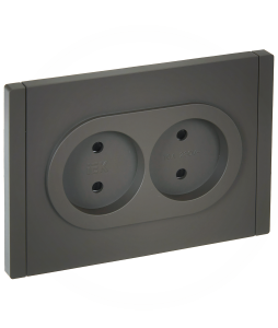 Розетка 2-м 10А С/У со шторками Серый Forte&Piano