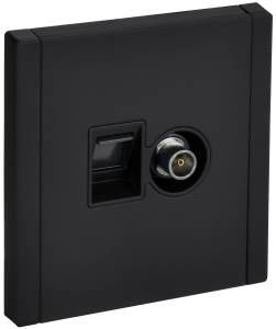 Розетка TV антенна + RJ45 кат.6 С/У Металл Черный Forte&Piano