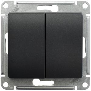Переключатель 2-кл 10А С/У Антрацит Glossa