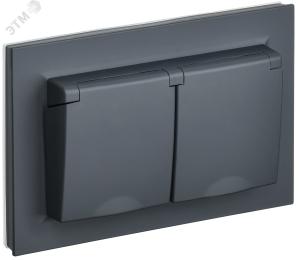 Розетка 2-м 16А С/У З/К cо шторками с крышкой в сборе Графит Brite