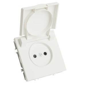 Розетка 1-м 16А С/У со шторками с крышкой IP42 Белый фарфор Эмили