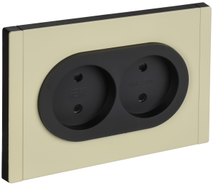 Розетка 2-м 10А С/У со шторками Металл серый сланец Forte&Piano