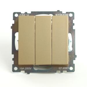 Выключатель 3-кл 10А С/У Золото Катрин