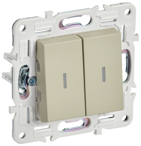 Переключатель 2-кл 10А C/У проходной с индикатором Бежевый Skandy