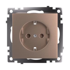 Розетка 1-м 16А С/У З/К со шторками Шампань Катрин