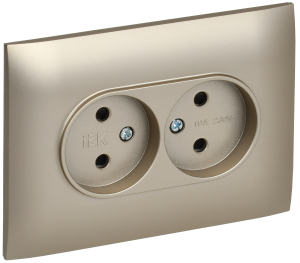 Розетка 2-м 10А С/У со шторками в сборе Шампань Skandy