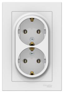 Розетка 2-м 16А С/У З/К в сборе с рамкой Лотос AtlasDesign