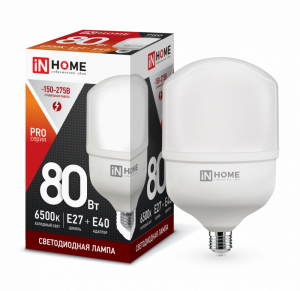 Лампа светодиодная LED-HP-PRO 80Вт 230В E27 с адаптером Е40 6500К 7600Лм IN HOME
