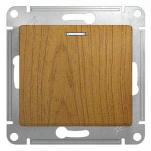 Переключатель 1-кл 10А С/У с индикатором Дуб Glossa