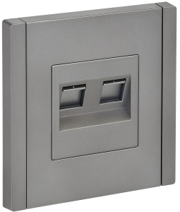 Розетка RJ45+RJ45 кат.6 С/У Сталь Forte&Piano