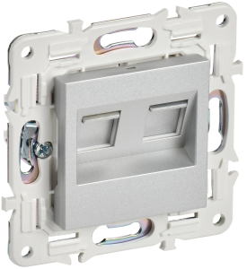 Розетка RJ45+RJ45 кат.5Е С/У Серебряный Skandy