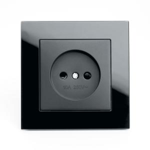 Розетка 1-м 10А С/У со шторками Черный Катрин