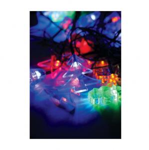 Гирлянда декоративная "Новогодняя" (прозр. насадки-колокольчики сосульки звездочки снежинки елочки кристаллы снеговики Дед Морозы) 4.4м 30LED IP20