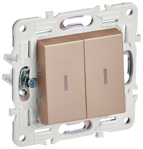 Переключатель 2-кл 10А C/У проходной с индикатором Песочный Skandy