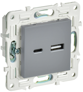 Розетка USB А+С 3,1А С/У Серый Skandy