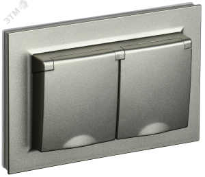 Розетка 2-м 16А С/У З/К со шторками в сборе Шампань Brite