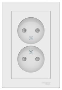 Розетка 2-м 16А С/У со шторками в сборе с рамкой Лотос AtlasDesign